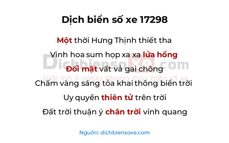 Dịch thơ biển số 17298