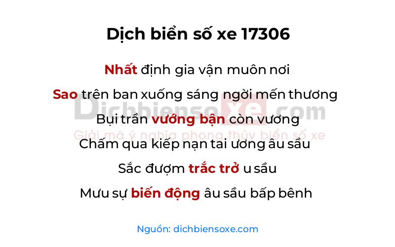 Dịch thơ biển số 17306