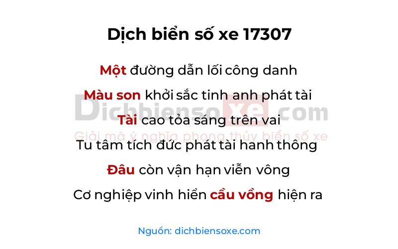 Dịch thơ biển số 17307