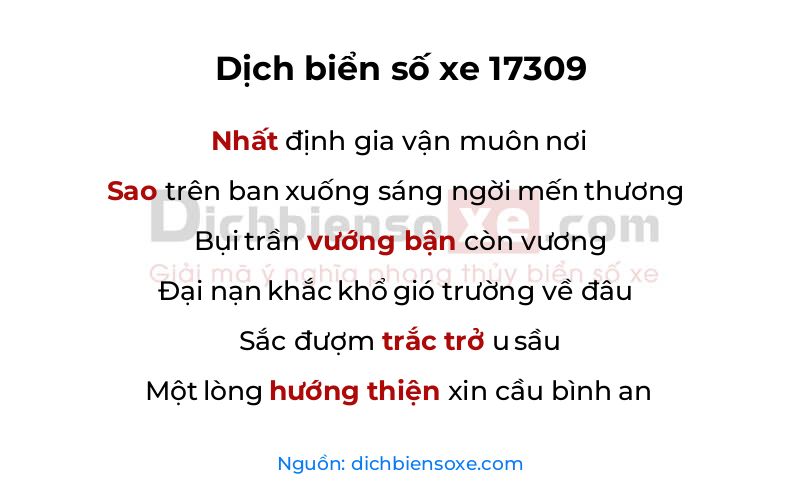 Dịch thơ biển số 17309
