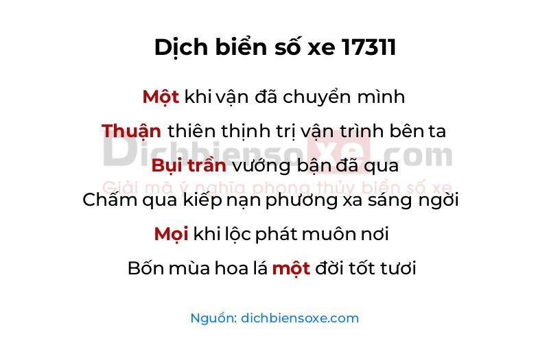 Dịch thơ biển số 17311