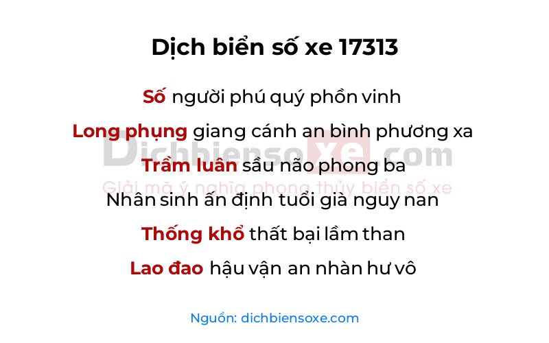 Dịch thơ biển số 17313