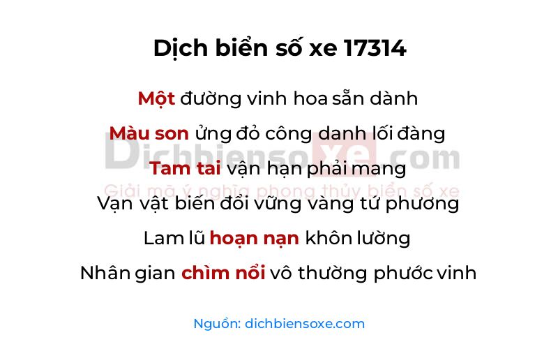 Dịch thơ biển số 17314