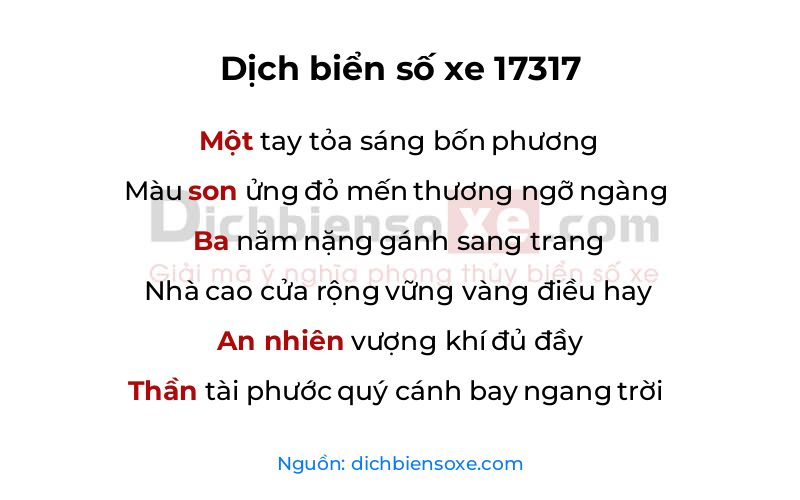 Dịch thơ biển số 17317