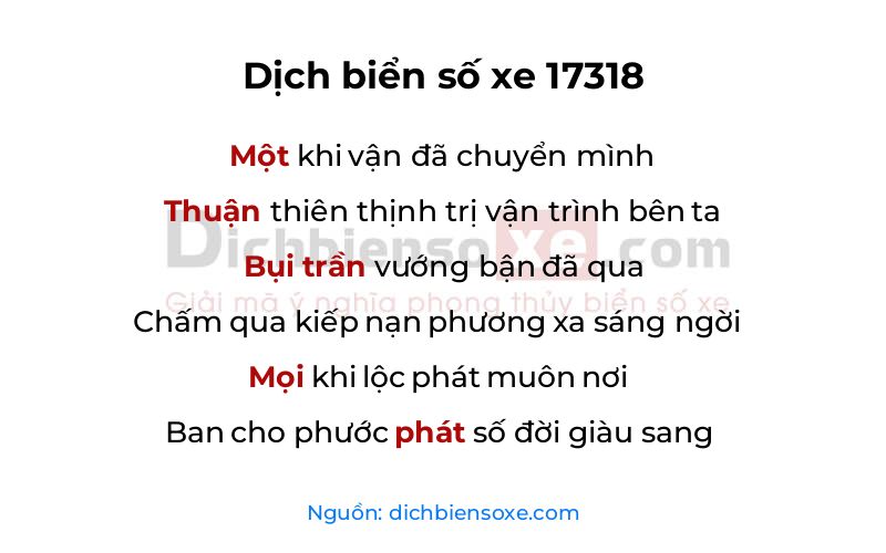 Dịch thơ biển số 17318