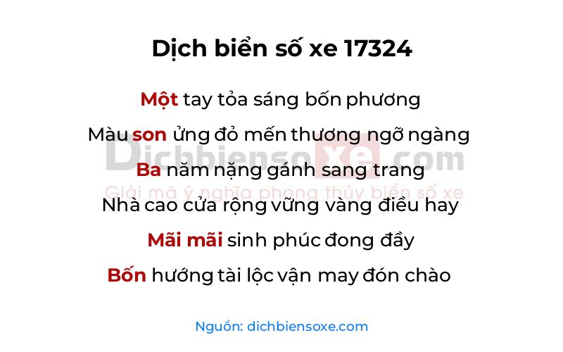 Dịch thơ biển số 17324