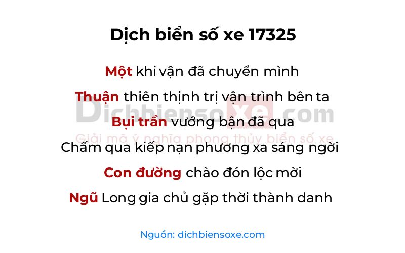 Dịch thơ biển số 17325