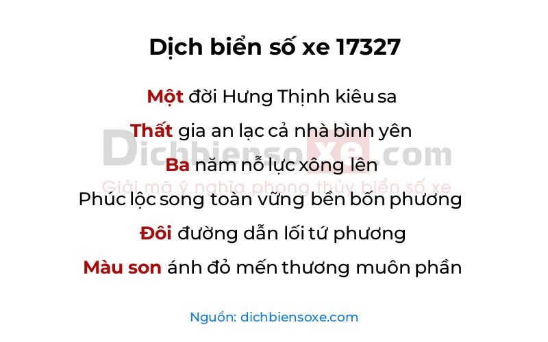 Dịch thơ biển số 17327