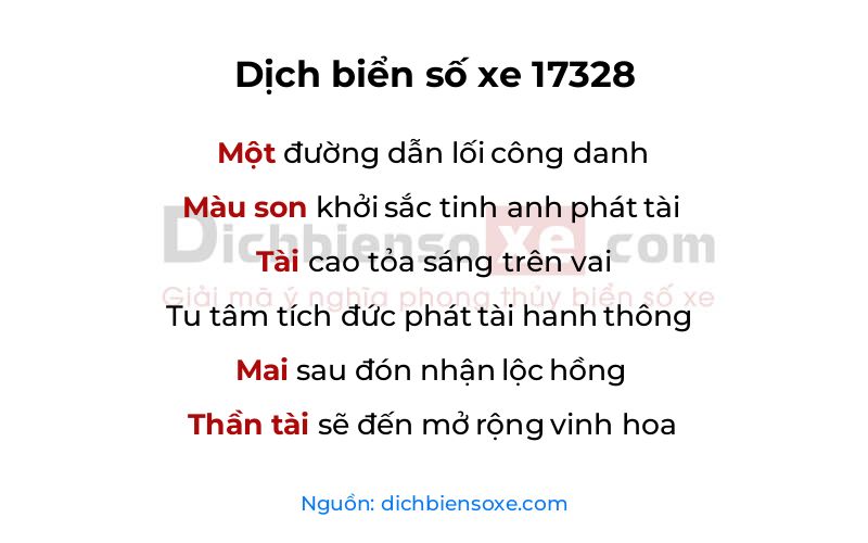 Dịch thơ biển số 17328