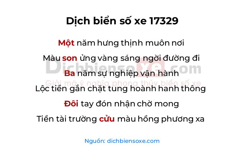 Dịch thơ biển số 17329