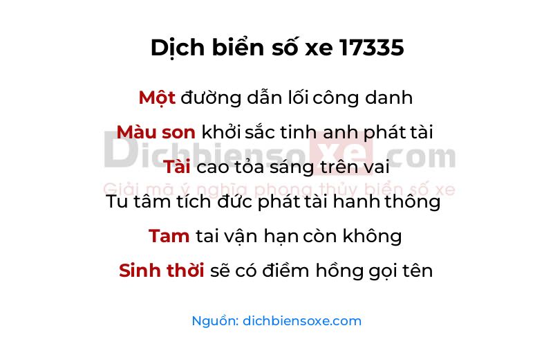 Dịch thơ biển số 17335