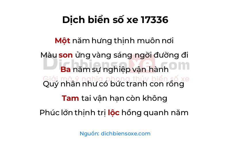 Dịch thơ biển số 17336