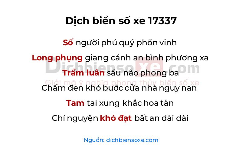 Dịch thơ biển số 17337