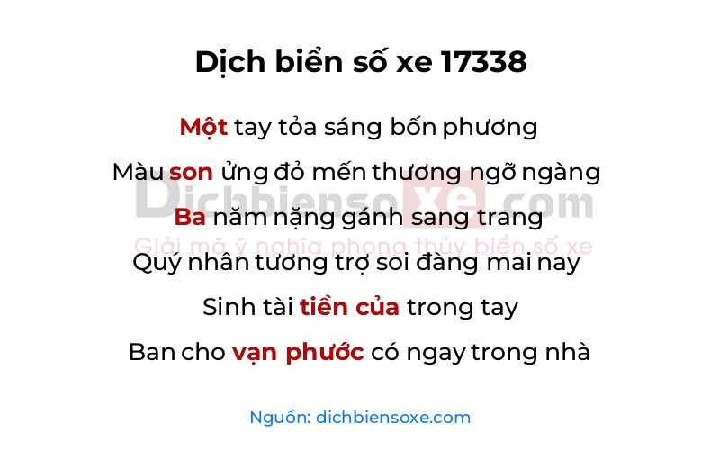 Dịch thơ biển số 17338
