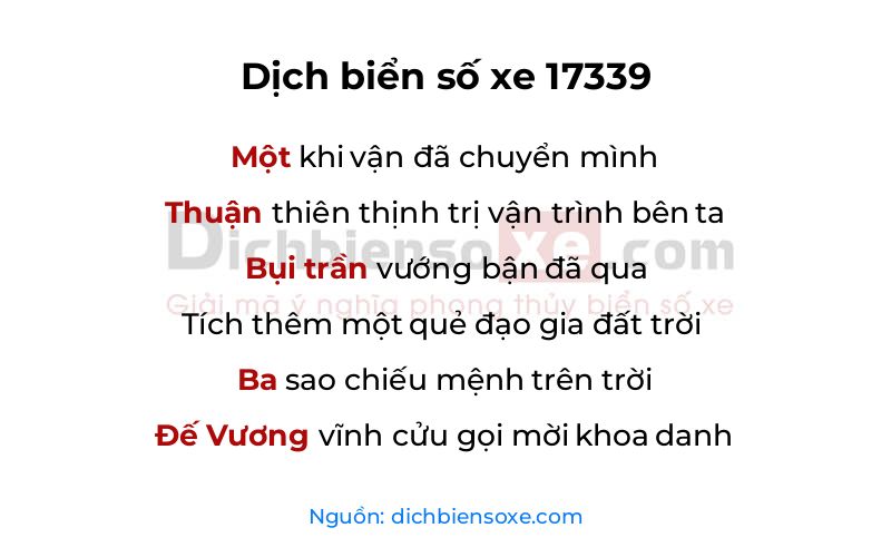 Dịch thơ biển số 17339
