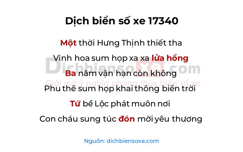 Dịch thơ biển số 17340