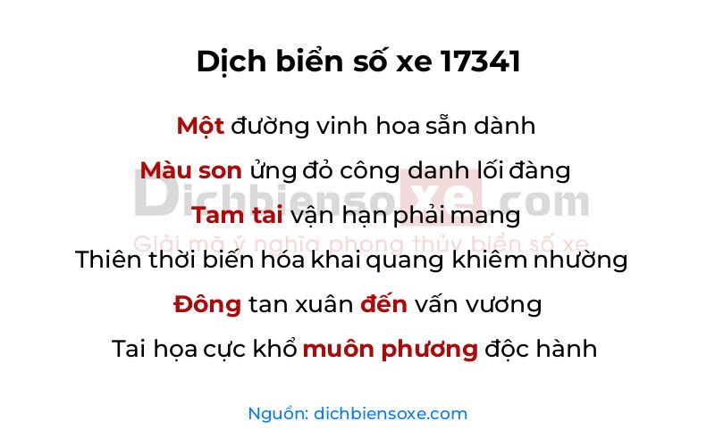 Dịch thơ biển số 17341