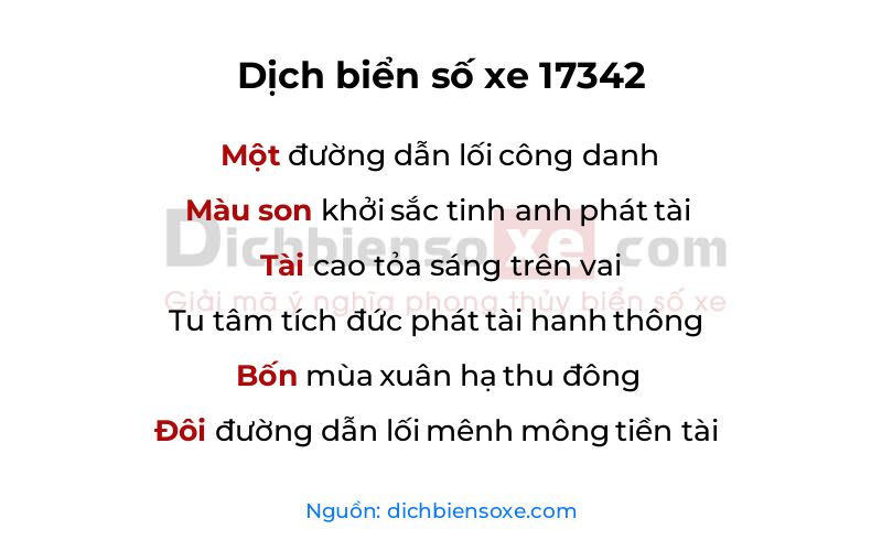 Dịch thơ biển số 17342