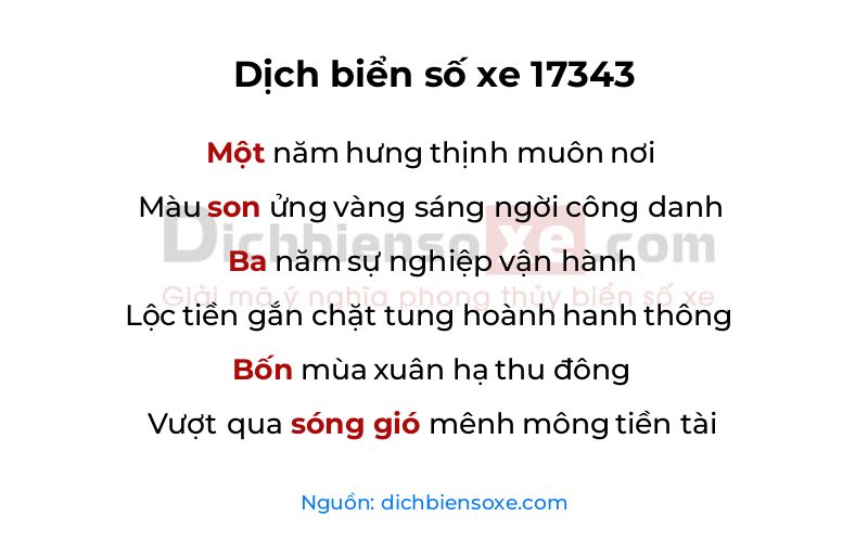 Dịch thơ biển số 17343