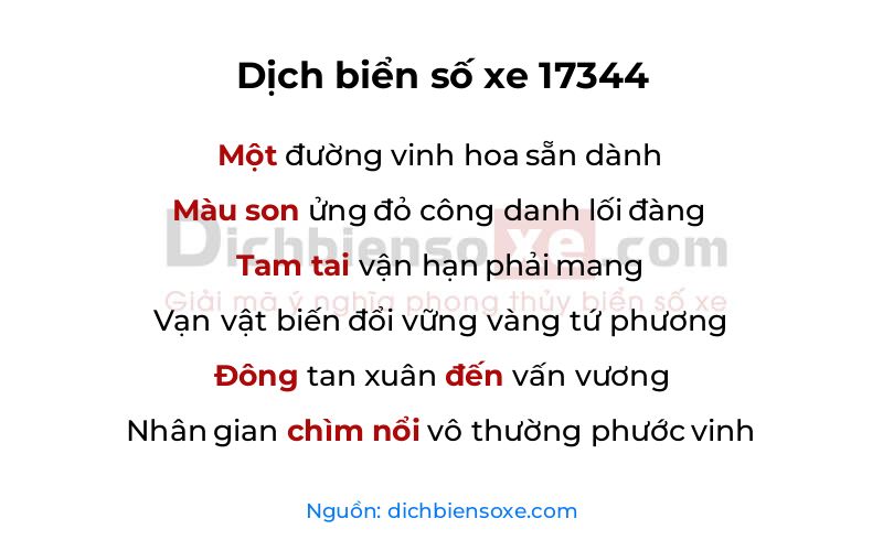 Dịch thơ biển số 17344