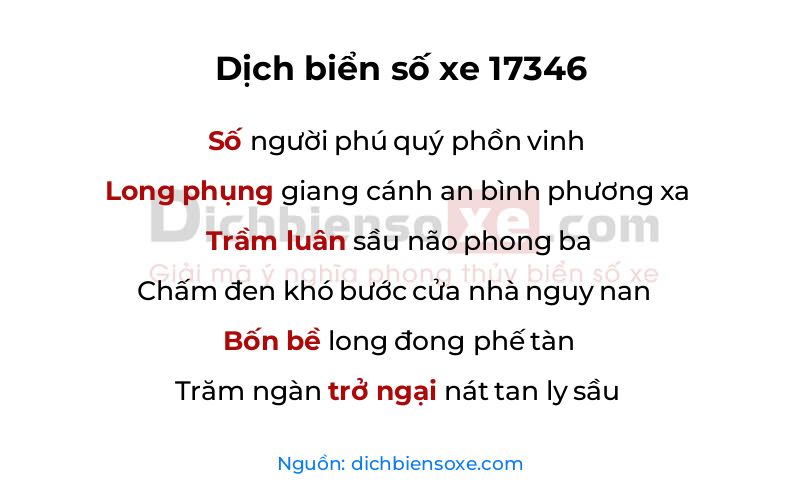 Dịch thơ biển số 17346