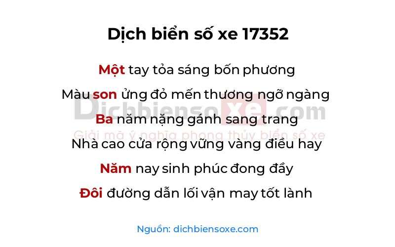 Dịch thơ biển số 17352