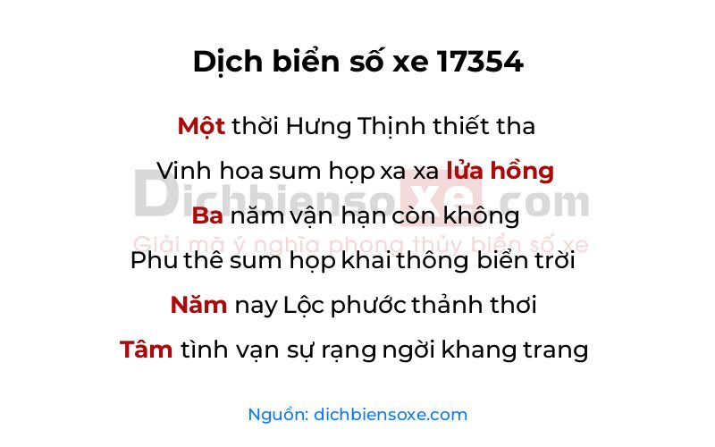Dịch thơ biển số 17354