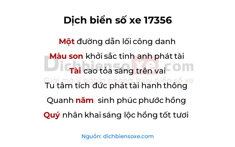 Dịch thơ biển số 17356
