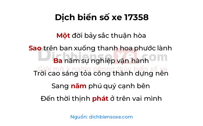 Dịch thơ biển số 17358