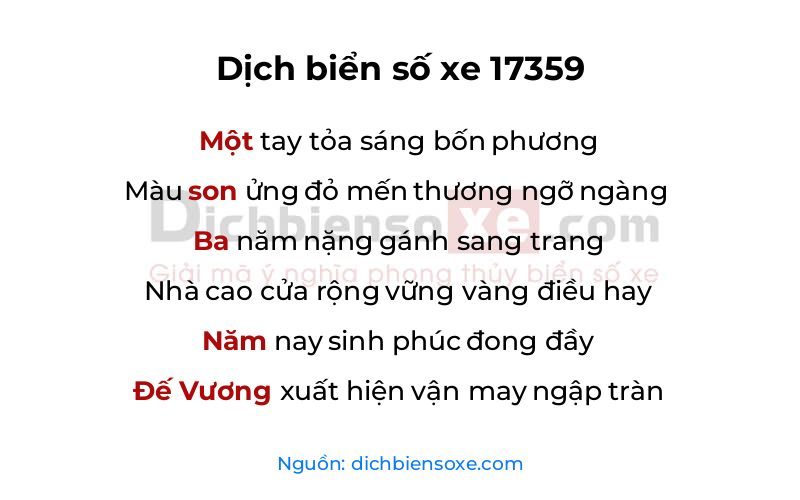 Dịch thơ biển số 17359