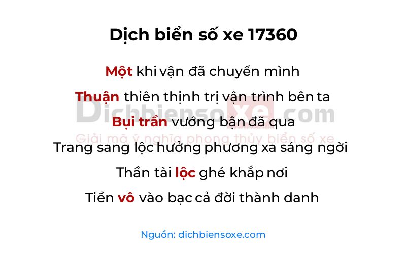 Dịch thơ biển số 17360