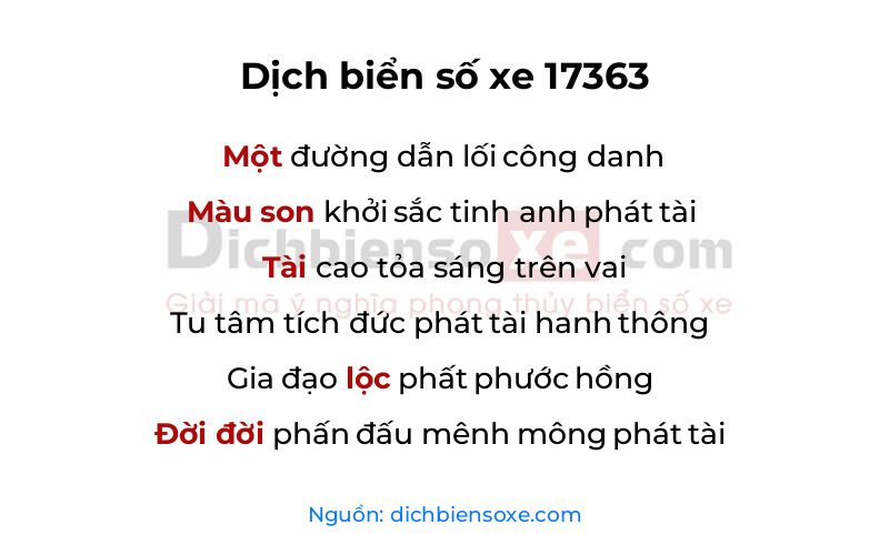 Dịch thơ biển số 17363