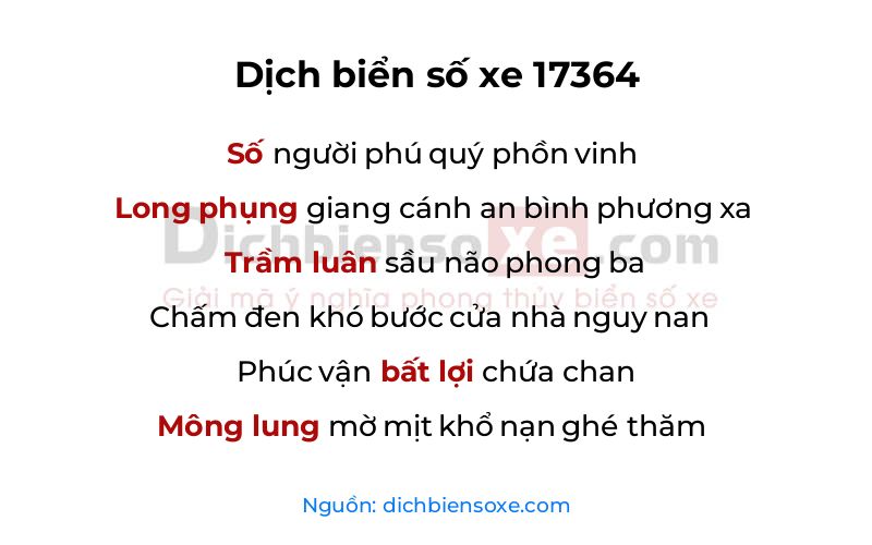 Dịch thơ biển số 17364