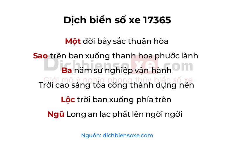 Dịch thơ biển số 17365
