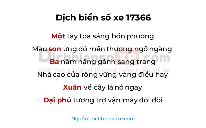 Dịch thơ biển số 17366
