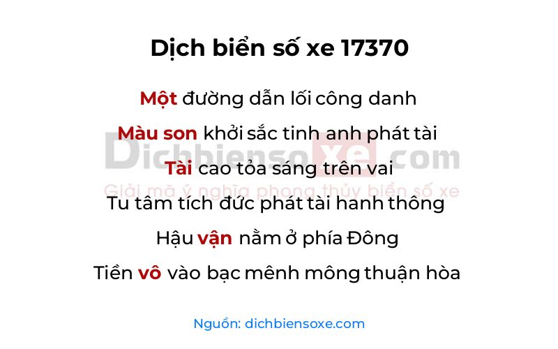 Dịch thơ biển số 17370