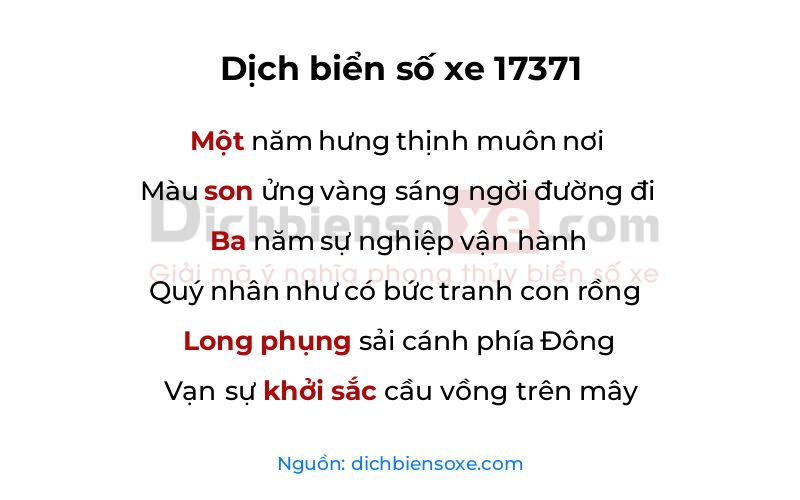 Dịch thơ biển số 17371