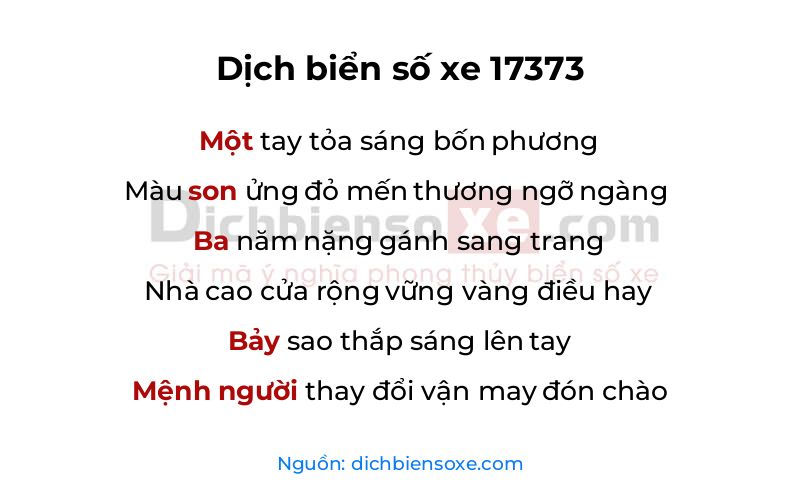Dịch thơ biển số 17373