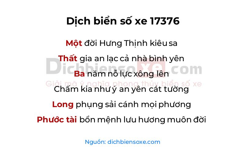 Dịch thơ biển số 17376