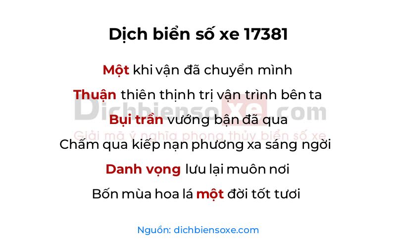 Dịch thơ biển số 17381