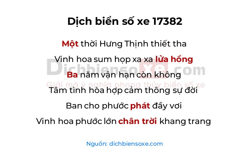 Dịch thơ biển số 17382