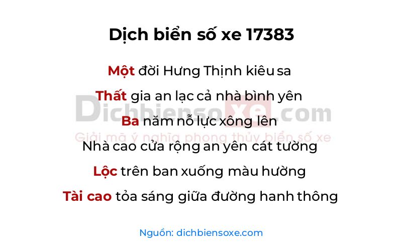 Dịch thơ biển số 17383