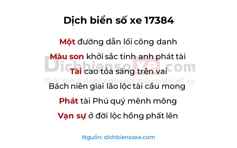 Dịch thơ biển số 17384