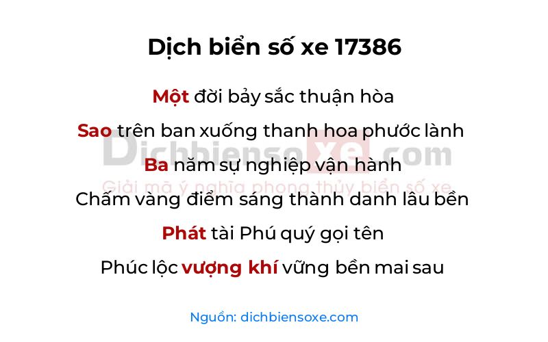 Dịch thơ biển số 17386