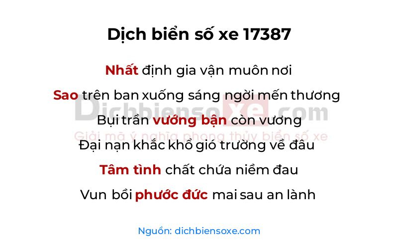 Dịch thơ biển số 17387