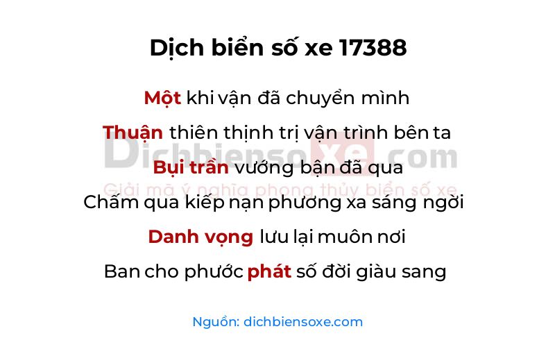 Dịch thơ biển số 17388