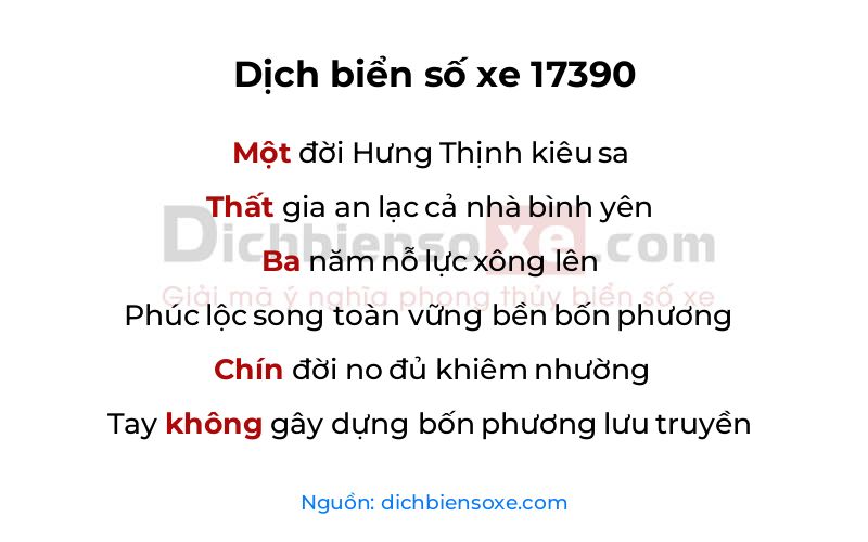 Dịch thơ biển số 17390