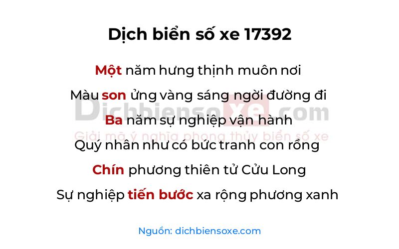 Dịch thơ biển số 17392