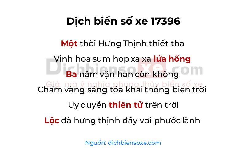 Dịch thơ biển số 17396