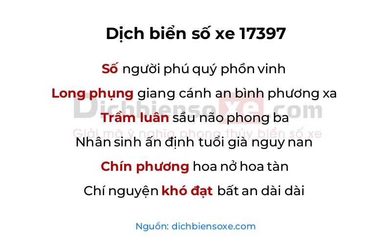 Dịch thơ biển số 17397
